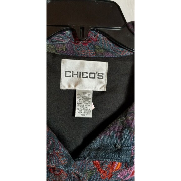 Chico's Denim Jacket Embroidered Beaded  Size XL BOHO Boutique CHIC - Picture 4 of 6